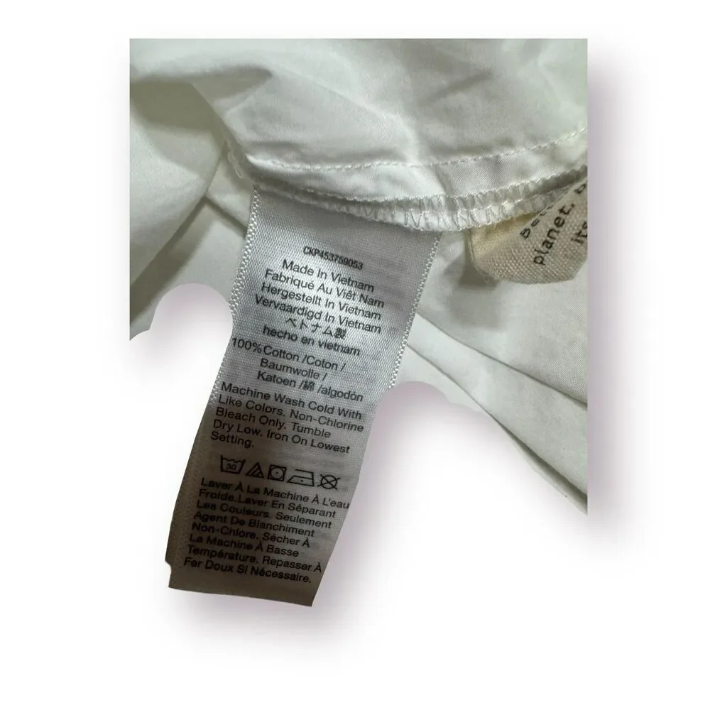 Madewell Square-Neck White Top Cottage Core Pleat Balloon Puff Sleeve Size Small